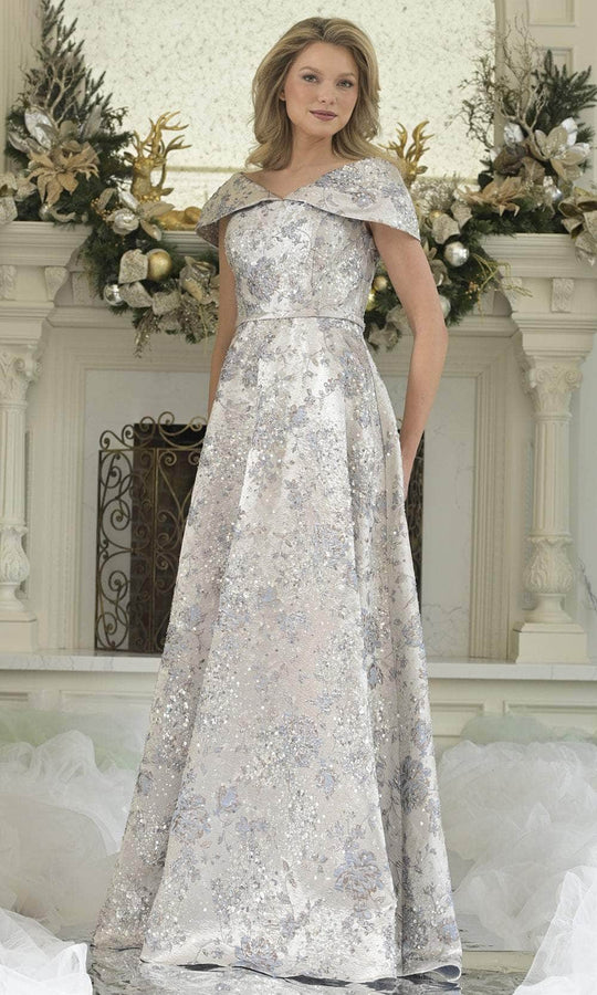 Rina Di Montella RD3312 - Off Shoulder Floral Long Gown