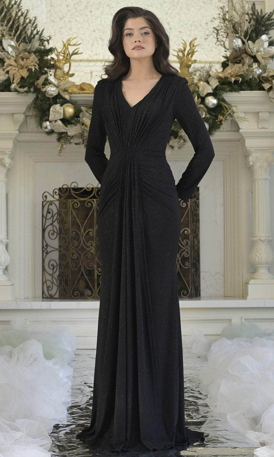 Rina di Montella RD3348-1 - Long Sleeve Ruched Jersey Gown