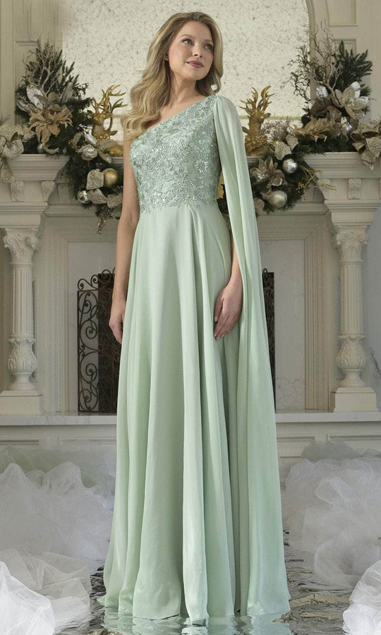 Rina Di Montella RD3354 - One Shoulder Embroidered Gown