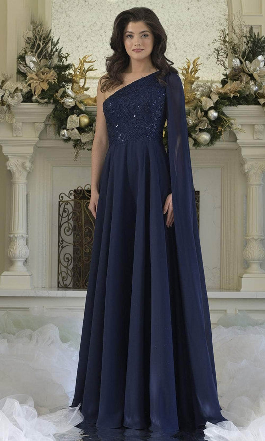 Rina di Montella RD3354-1 - One Shoulder Cape Sleeve Formal Gown