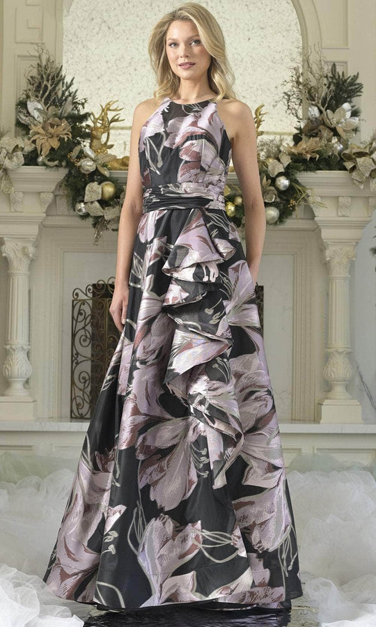 Rina di Montella RD3361-1 - Floral Halter Ruched Waistband Dress