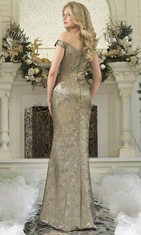 Rina Di Montella RD3364 - Off Shoulder Metallic Sheath Gown