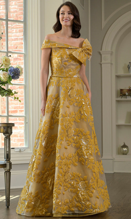 Rina di Montella RD3401-1 - Floral Brocade Off Shoulder Gown