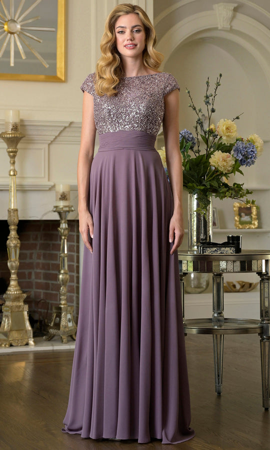 Rina di Montella RD3419-1 - Beaded Bodice Bateau Formal Gown
