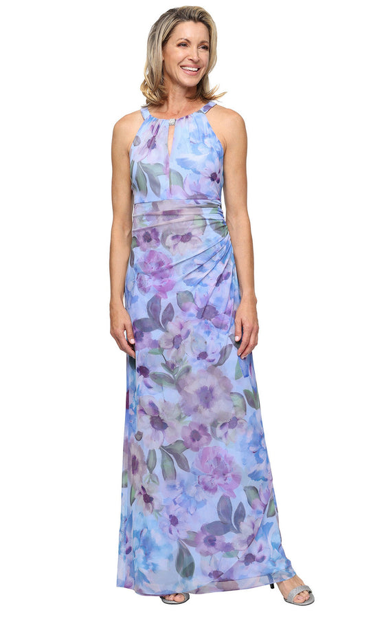 S.L. Fashions Dresses (SLNY) 9132147 - Halter Printed Long Dress