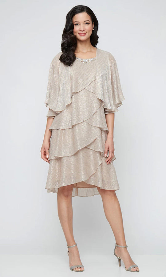 S.L. Fashions Dresses (SLNY) 9155215 - Tiered Beaded Neck Jacket Dress