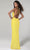 SCALA - 60141 Plunging Neck Open Back Dress Evening Dresses 4 / Sunflower