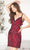 SCALA 60523 - Beaded Deep V-Neck Cocktail Dress Special Occasion Dress 000 / Red/Blk