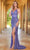SCALA 61305 - V-Neck Bejewelled Prom Gown Prom Dresses 000 / Periwinkle