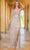 SCALA 61315 - Bead Fringed Prom Gown Special Occasion Dress 000 / Nude Silver