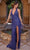 SCALA 61332 - Plunging Halter Fringed Prom Gown Prom Dresses 000 / Grape