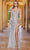 SCALA 61334 - V-Neck Beaded Butterfly Prom Gown Prom Dresses 000 / Nude Silver