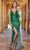 SCALA 61337 - V-Neck Sequin Prom Gown with Slit Prom Dresses 000 / Bright Emerald