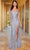 SCALA 61340 - Sequined Plunging V-Back Prom Gown Special Occasion Dress 000 / Silver