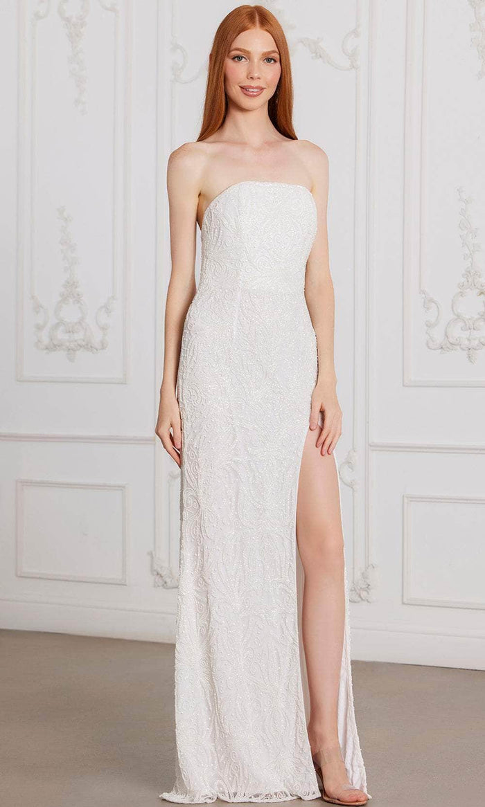 SCALA 80109 - Straight Neck Beaded Evening Dress SCALA 80109 - Straight Neck Beaded Evening Dress