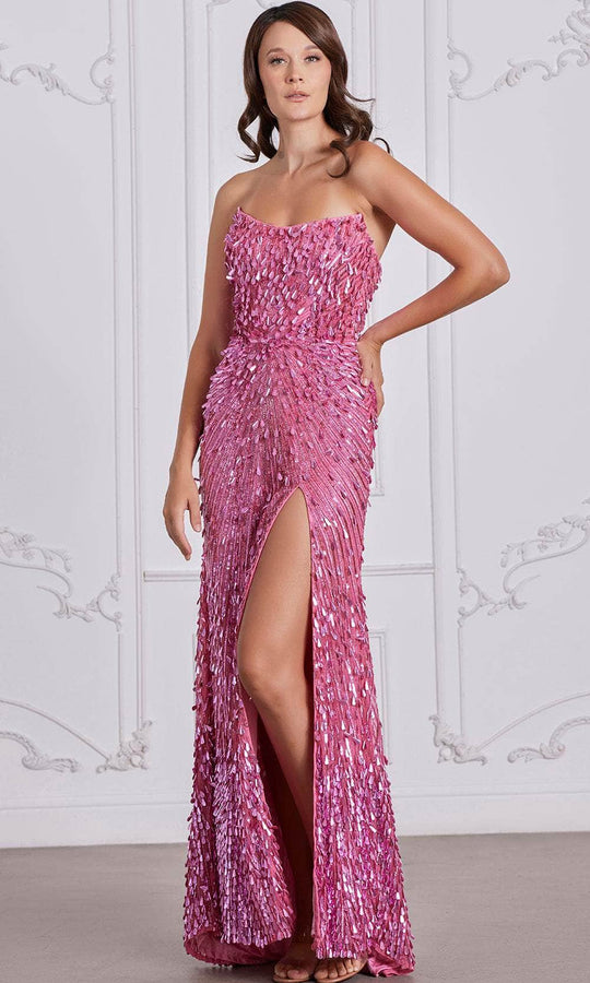 SCALA 80131 - Scoop Neck Sequined Evening Dress