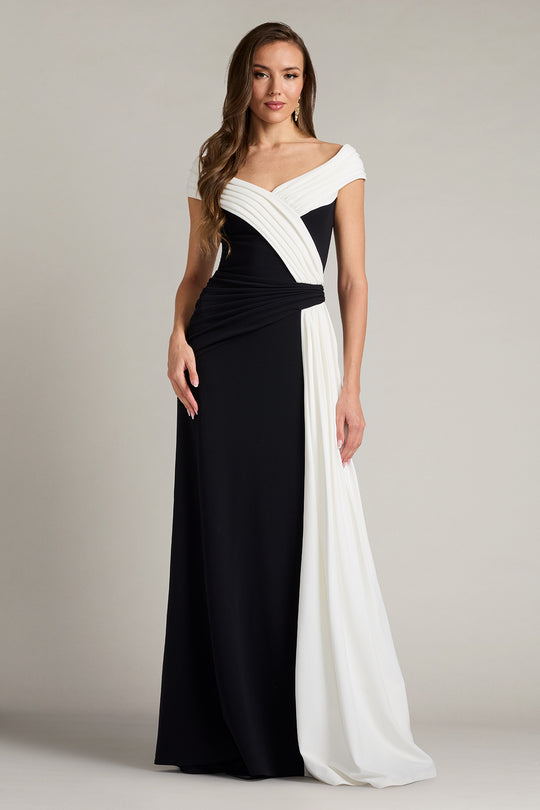 Tadashi Shoji BOS26019L - Lohner Draped Sash Off Shoulder Gown
