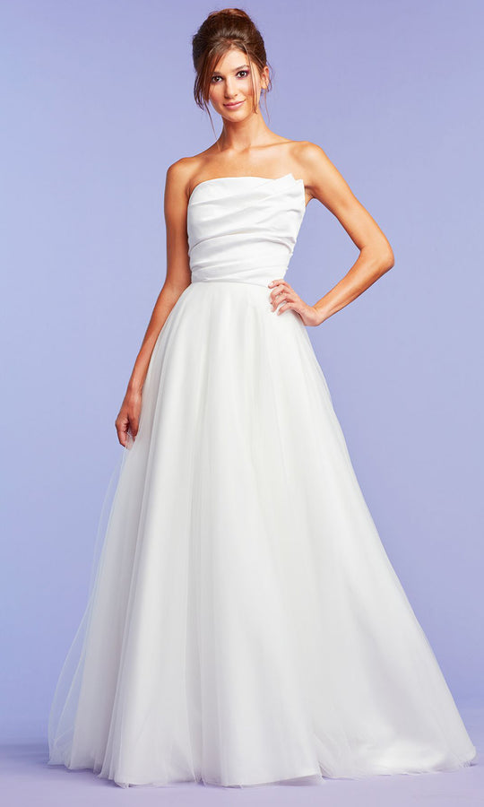 Tadashi Shoji BQN20298LBR - Ambrose Asymmetric Draped Bridal Gown