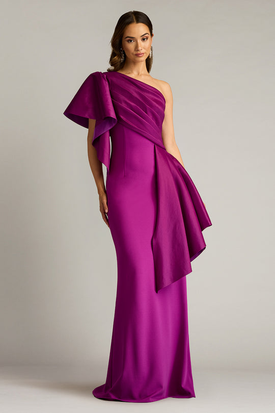 Tadashi Shoji BOS25230L - Santa Fe Draped Flounce Evening Gown