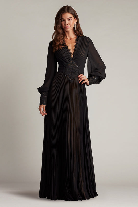 Tadashi Shoji YV25197L - Fellows Blouson Sleeve A-Line Pleated Gown