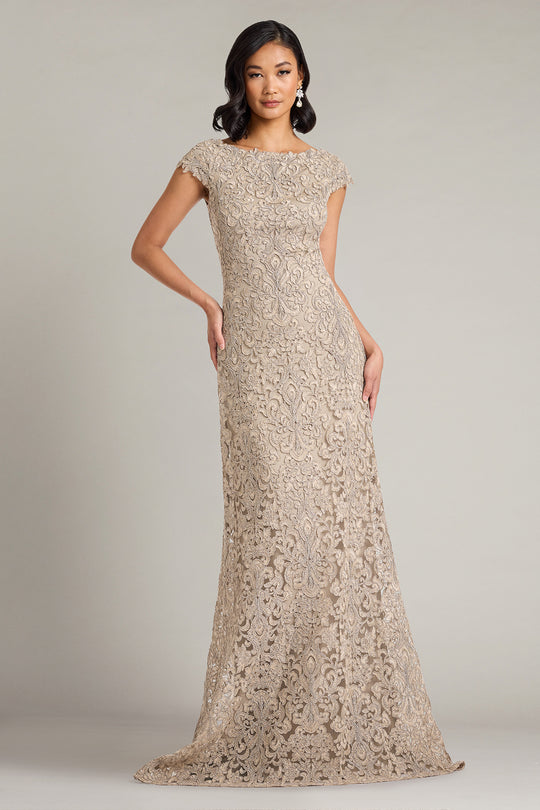 Tadashi Shoji CKC90602L - Hoyt Lotus Embroidered Tulle Formal Gown