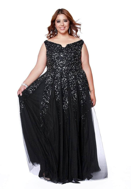 Shail K 12202W - Off Shoulder Sequin Formal Dress