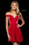 Sherri Hill 54019 - Off Shoulder Satin Cocktail Dress Special Occasion Dress 2 / Red