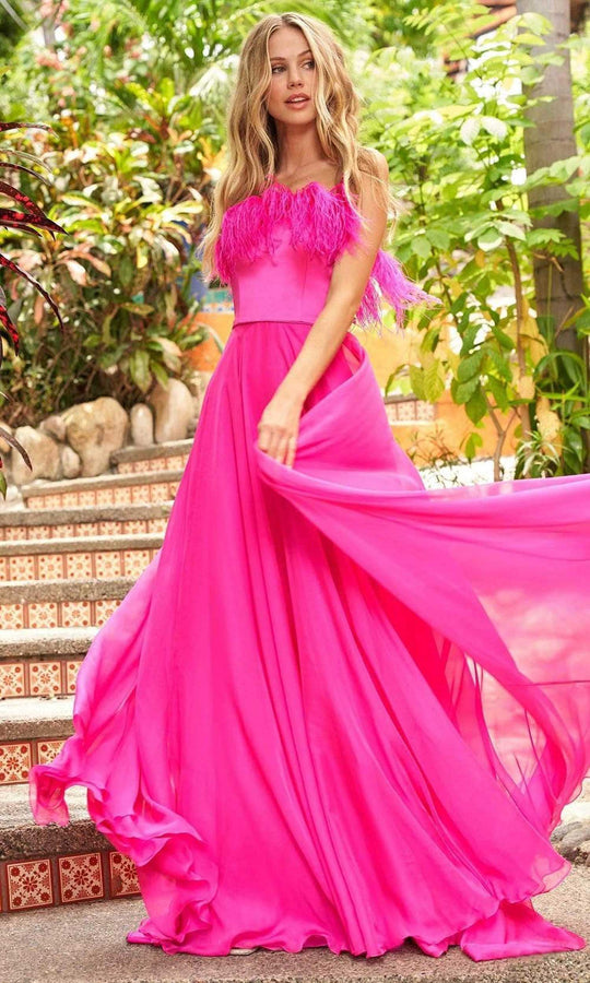 Sherri Hill - 54909 Strapless Feather Ornate Gown
