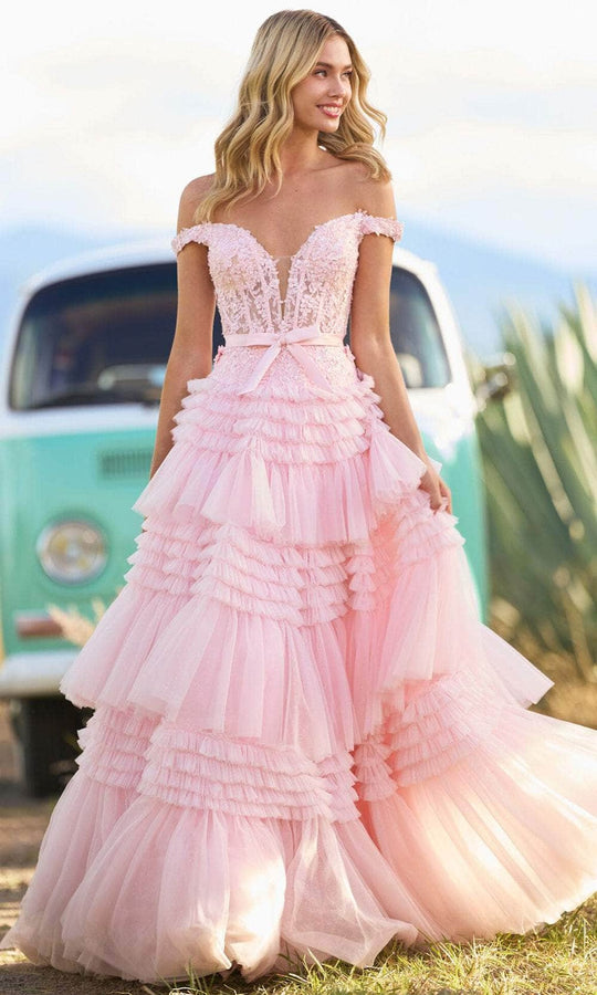 Sherri Hill 55309 - Off Shoulder Tiered Prom Dress