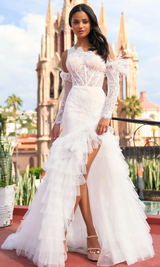 Sherri Hill 55384 - One Sleeve Mermaid Wedding Gown