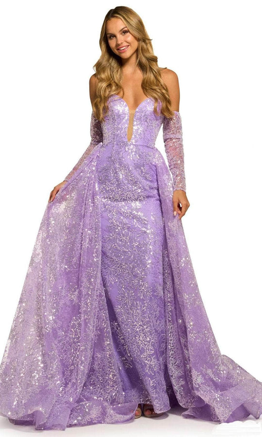Sherri Hill 55385 - Sequin Lace Prom Gown With Overskirt