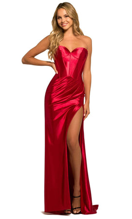 Sweetheart Satin Corseted Long Gown
