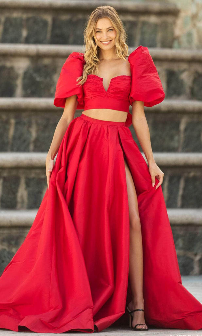 Sherri Hill 55630 - Two-Piece Taffeta Balloon Gown Evening Dresses 000 / Red