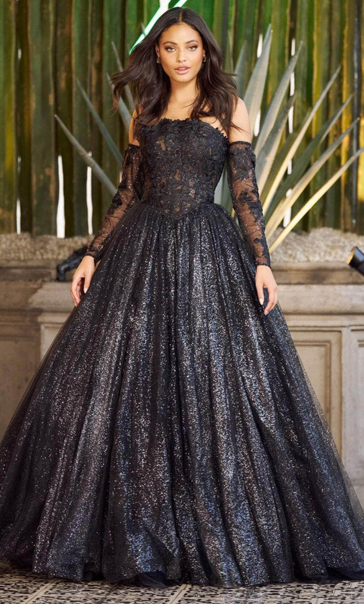 Sheryl Strapless Evening Dress with Ruffle Gloves main image 1