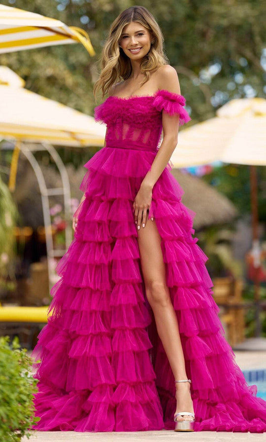 Sherri Hill 55850 - Off Shoulder Ruffle Evening Gown
