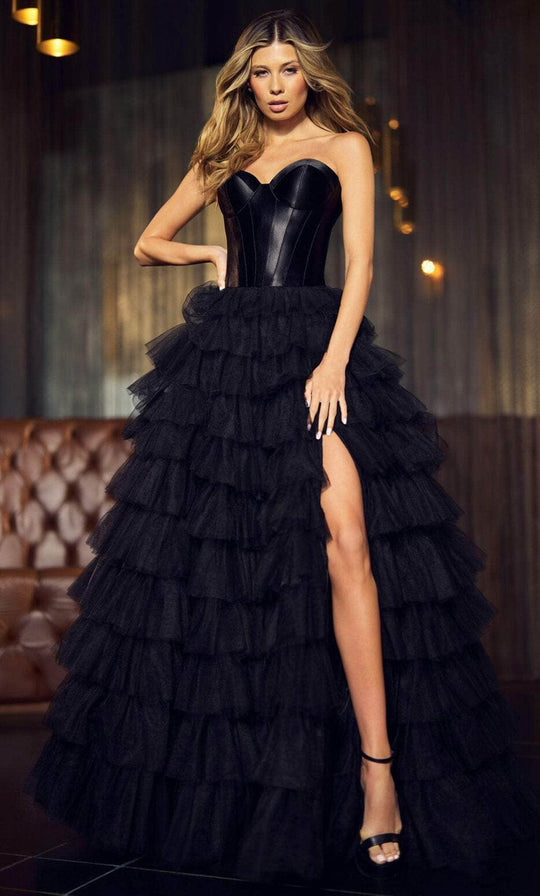 Sherri Hill 55928 - Corseted Ruffle-Skirt A-line Dress