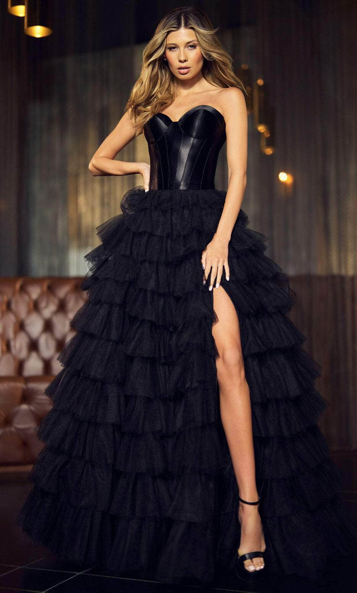 Sherri Hill 55928 - Corseted Ruffle-Skirt A-line Dress – Couture Candy