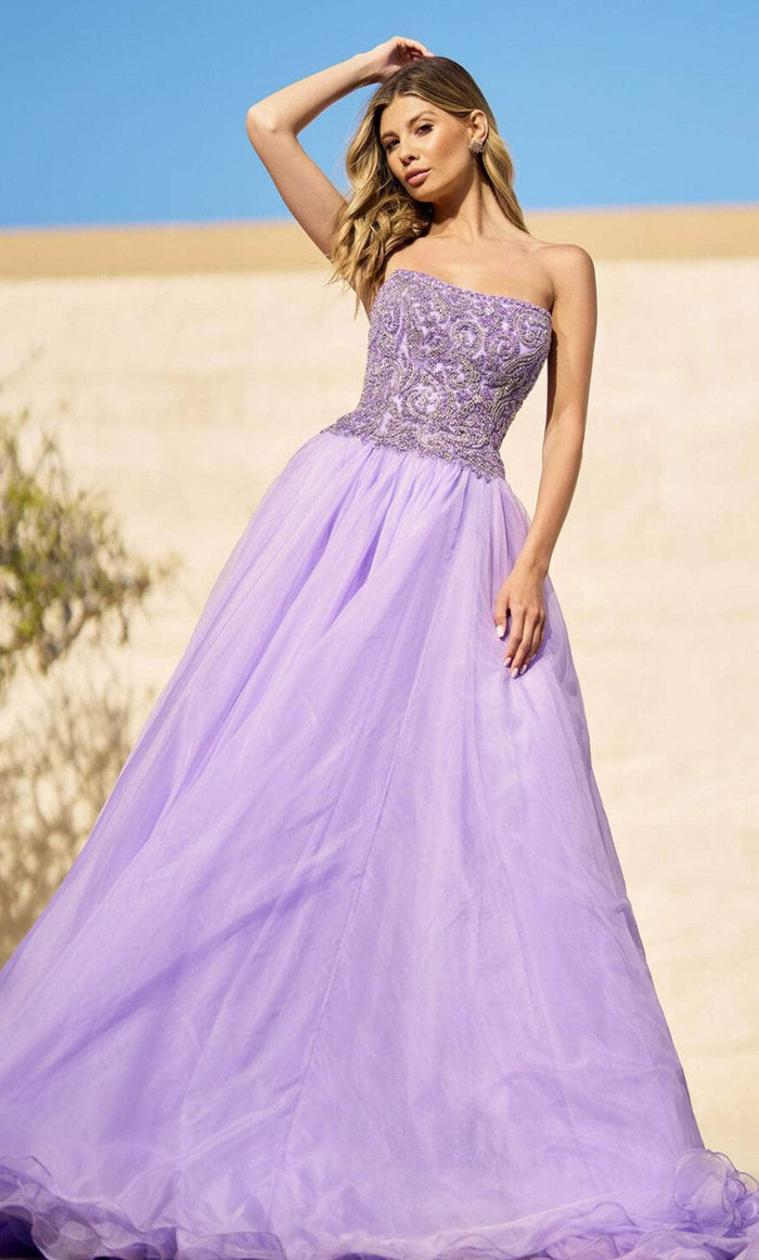 Sherri Hill 55947 - Strapless A-line Organza Gown Evening Dresses 000 / Lilac