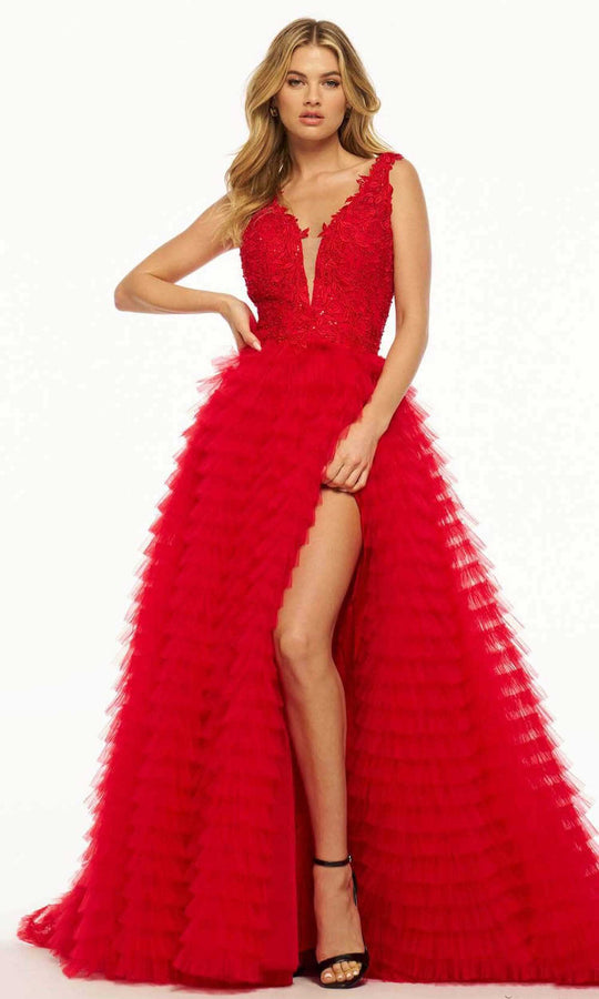 Sherri Hill 56086 - Leaf Lace Bodice Gown