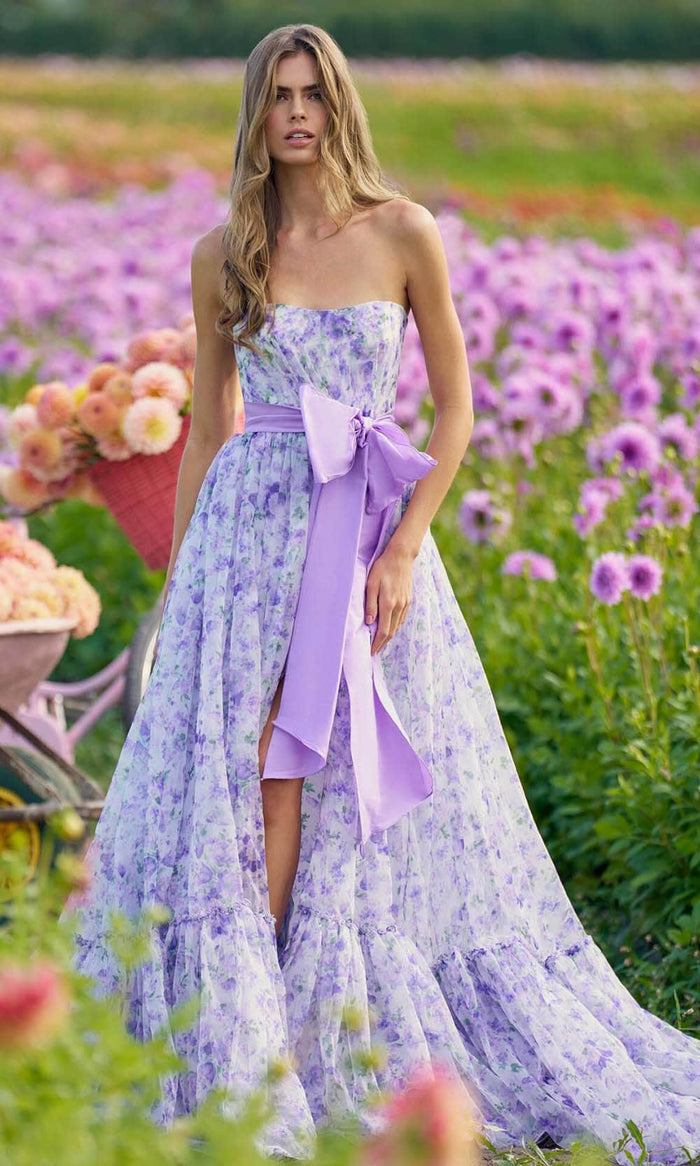 Sherri Hill 56243 - Strapless Floral Gown Special Occasion Dress 000 / Lilac Print