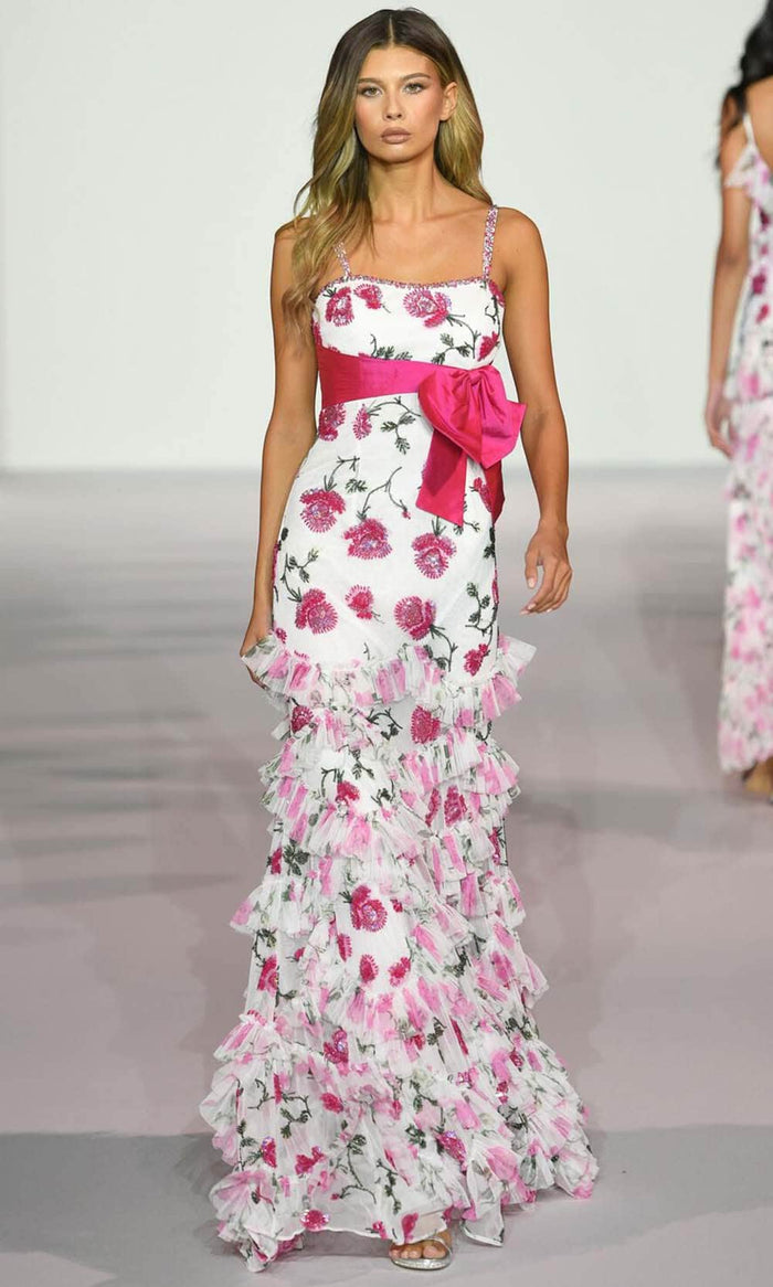 Sherri Hill 56321 - Ruffled Tiered Prom Dress Special Occasion Dress 000 / Pink Print
