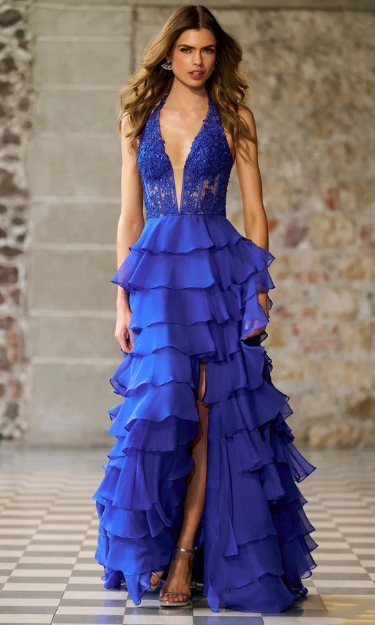 Sherri Hill 56656 - Plunging Lace A-line Gown