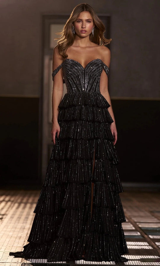 Sherri Hill 56675 - Rhinestone Embellished Off-Shoulder Gown