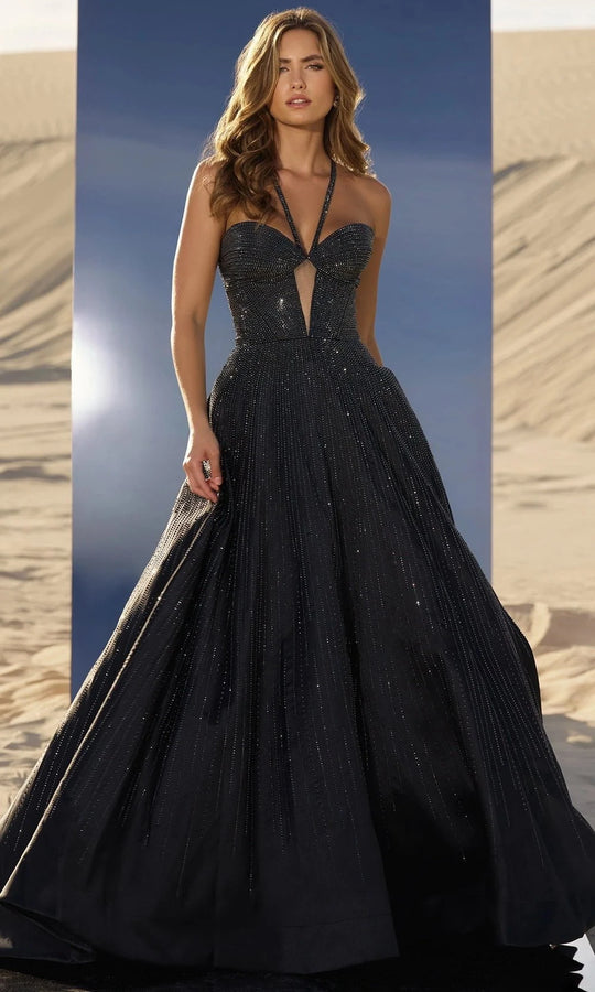 Sherri Hill 56815 - Glitter Halter Ballgown