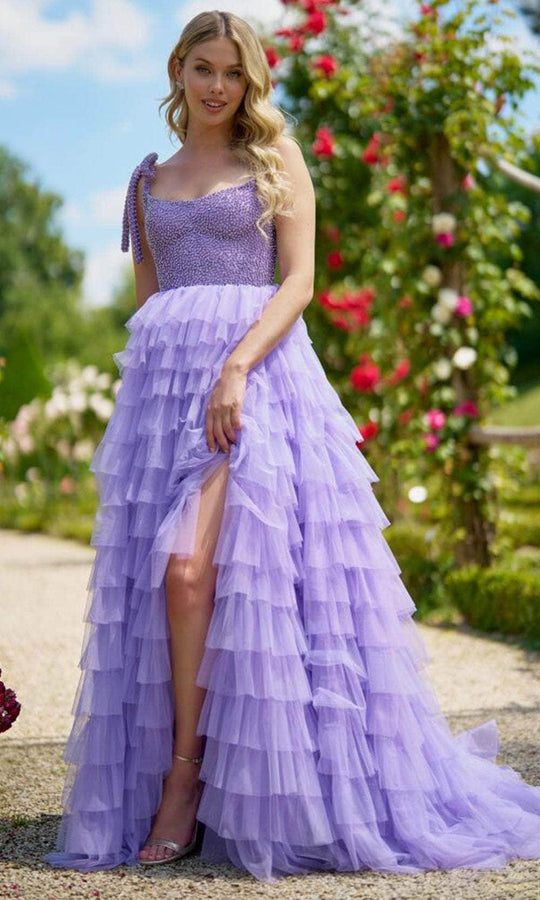 Sherri Hill 56829 - Beaded Bodice Ruffled Tulle Gown