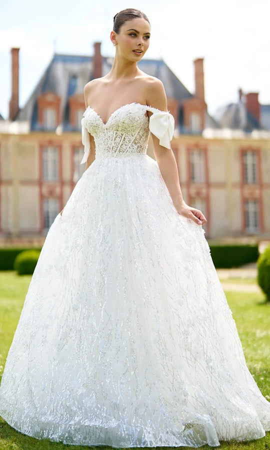 Sherri Hill 56865 - Off-Shoulder Ballgown with Lace Appliques