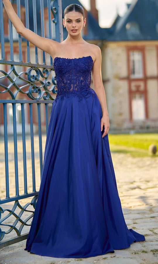 Sherri Hill 56912 - Elegant Strapless Lace A-Line Gown