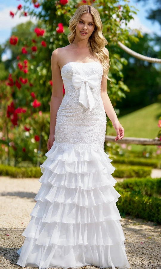 Sherri Hill 56949 - Strapless Ruffled Chiffon Trumpet Dress