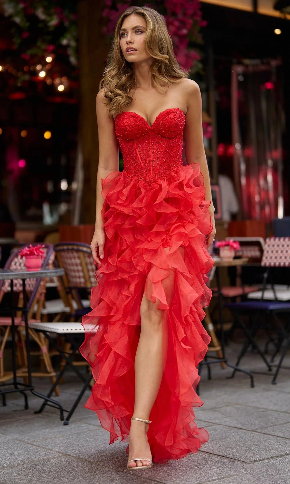 Sherri Hill 57018 - High Low Chiffon Sheath Dress