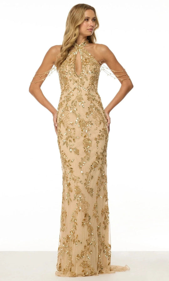 Sherri Hill 57021 - Beaded Halter Sheath Dress